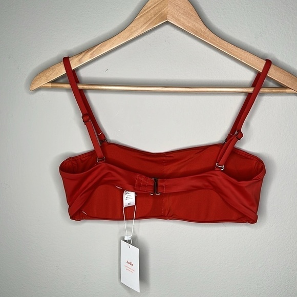 Andie Swim The Bora Bora Convertible Bikini Top in Chili Pepper Red Size Medium - Picture 4 of 5